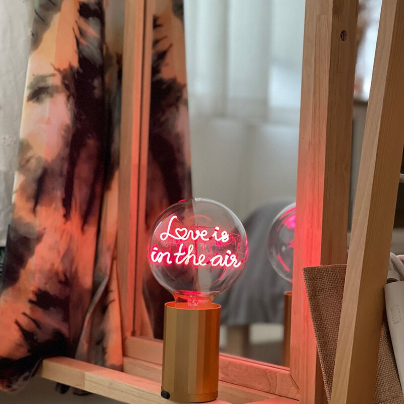 Bulb LOVE IS IN THE AIR Red with Base Table Lamp PORTABLE Rose Gold image number 2