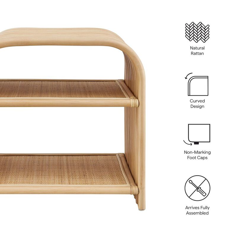 Eve Curved Natural Rattan Side Table image number 2