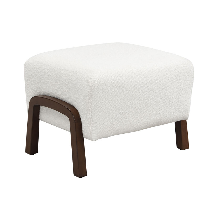 Christopher Knight Home Syler Contemporary Rubberwood Boucle Upholstered Ottoman image number 4