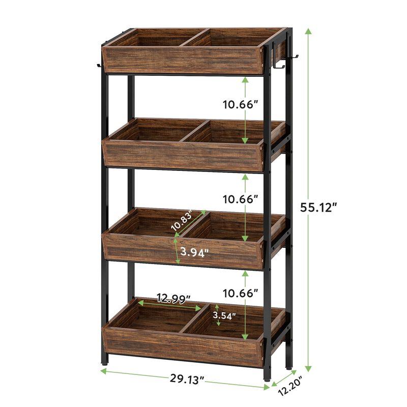 Tribesigns Wood Fruit Vegetable Storage Rack 4-Tier Storage Organizer image number 2