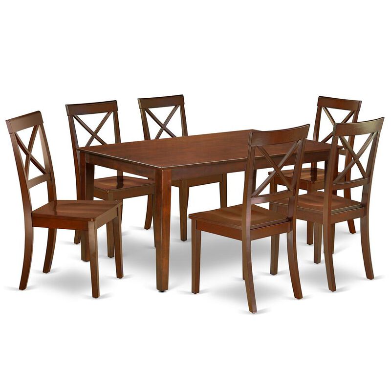 East West Furniture Dining Room Set Mahogany, CABO7-MAH-W