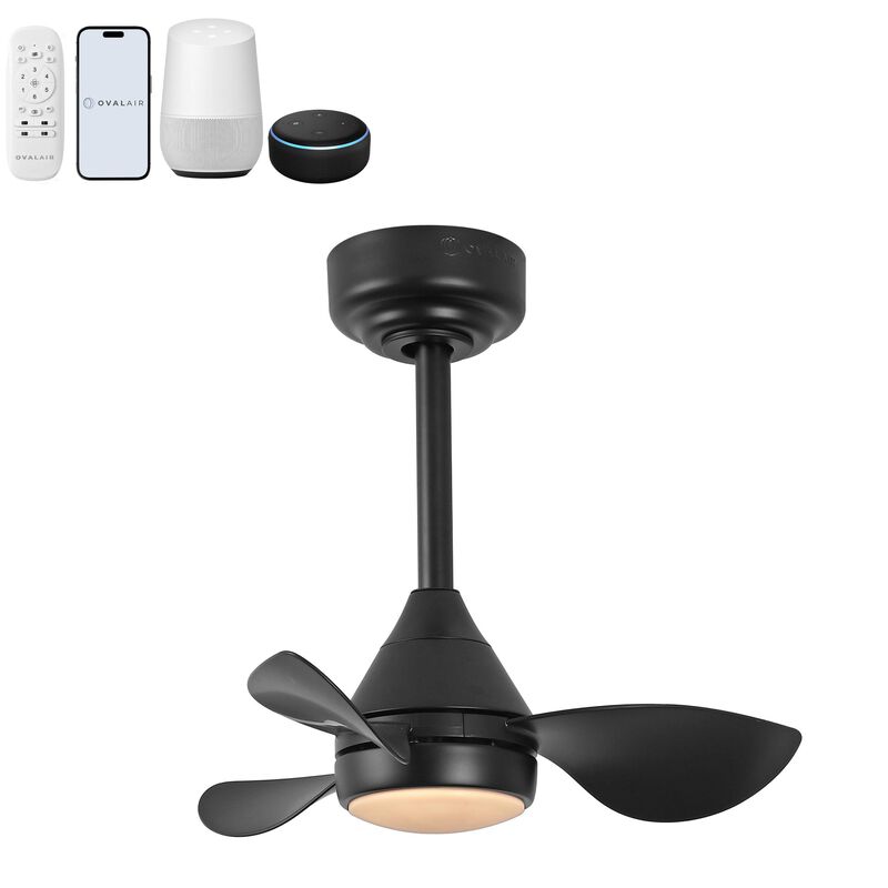 Albini 22" Contemporary Minimalist 6-Speed Metal Mobile-App/Remote-Controlled Dimmable Smart Integrated LED Ceiling Fan