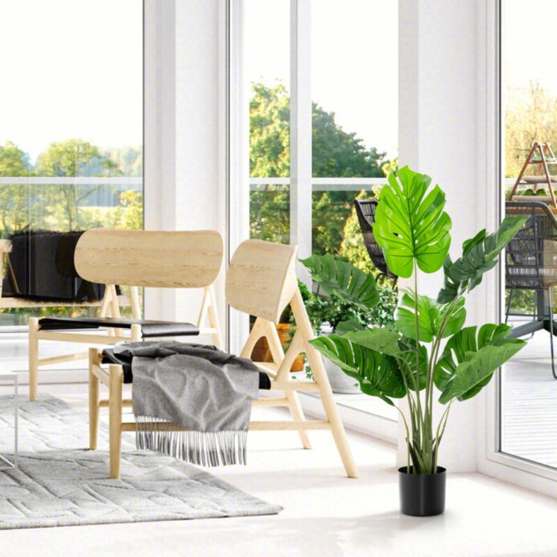Hivvago 4 Feet Artificial Monstera Deliciosa Tree with 10 Leaves of Different Sizes