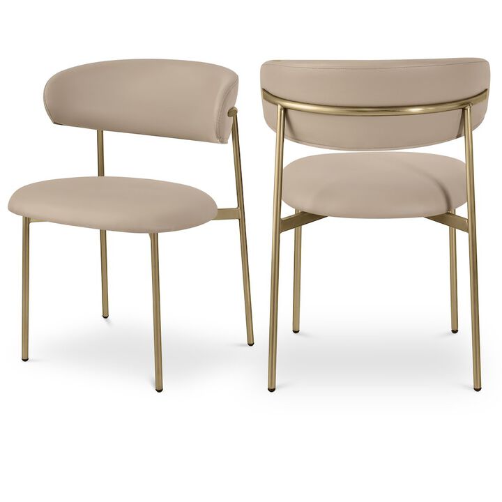 Meridian Furniture Lupita Taupe Vegan Leather Dining Chair, Set of 2