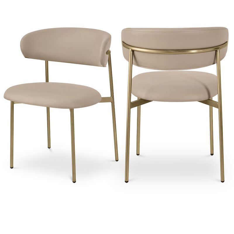 Meridian Furniture Lupita Taupe Vegan Leather Dining Chair, Set of 2