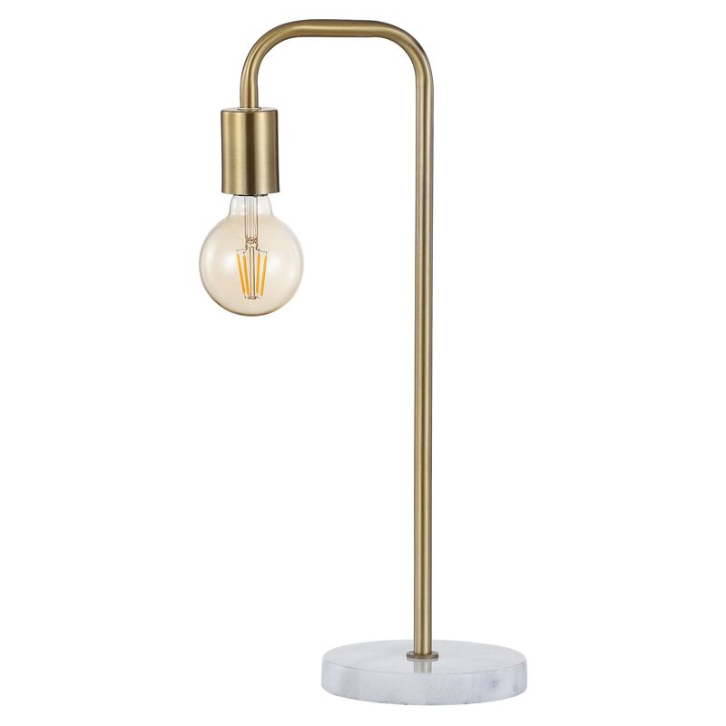 Axel Minimalist Glam Gold Pipe Metal/Marble LED Table Lamp