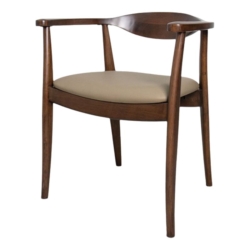 Niva 7pc Dining Table Set, 6 Fabric Side Chairs, Brown Full Solid Wood