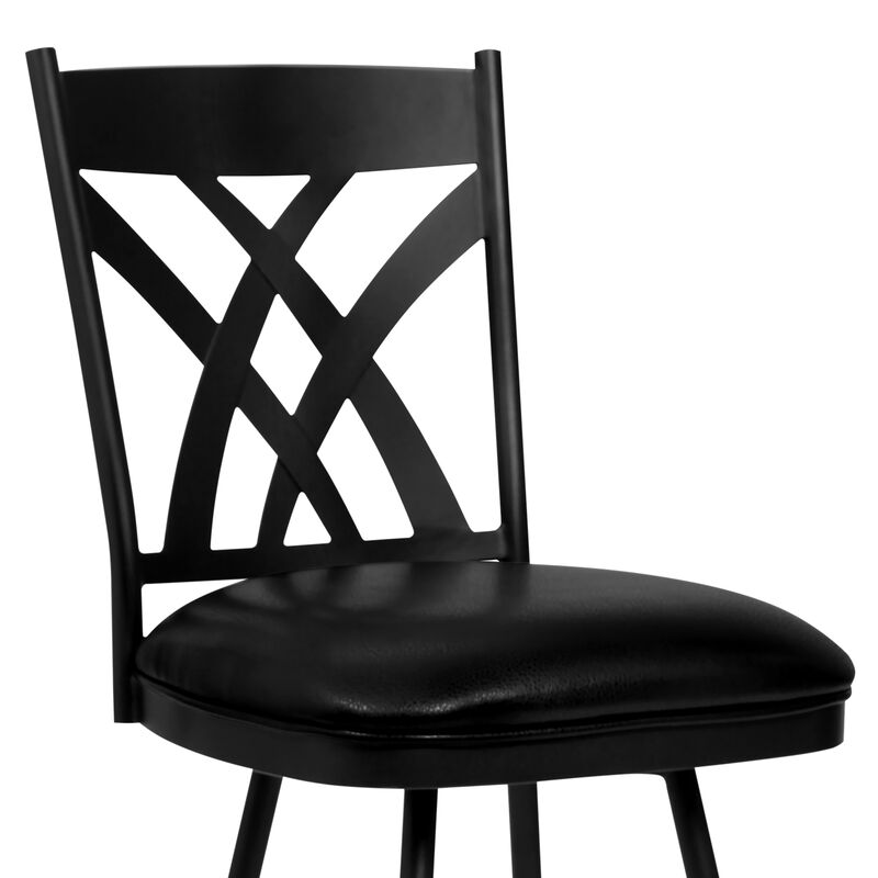 Dover  Counter Height Barstool in Matte Black Finish and Black Faux Leather