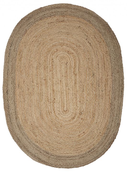 9 Natural Toned Oval Shaped Area Rug