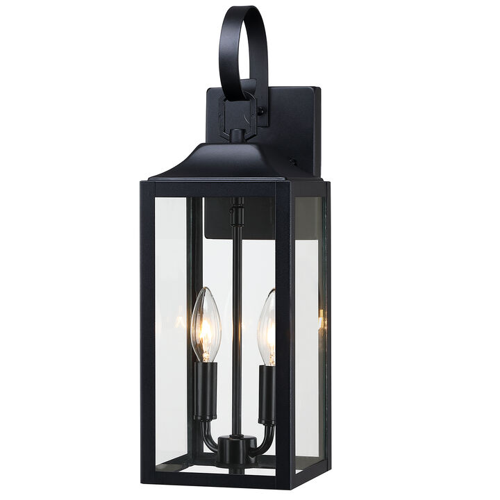 18.85 in. 2-Light Outdoor Wall Lantern with Clear Glass Shade