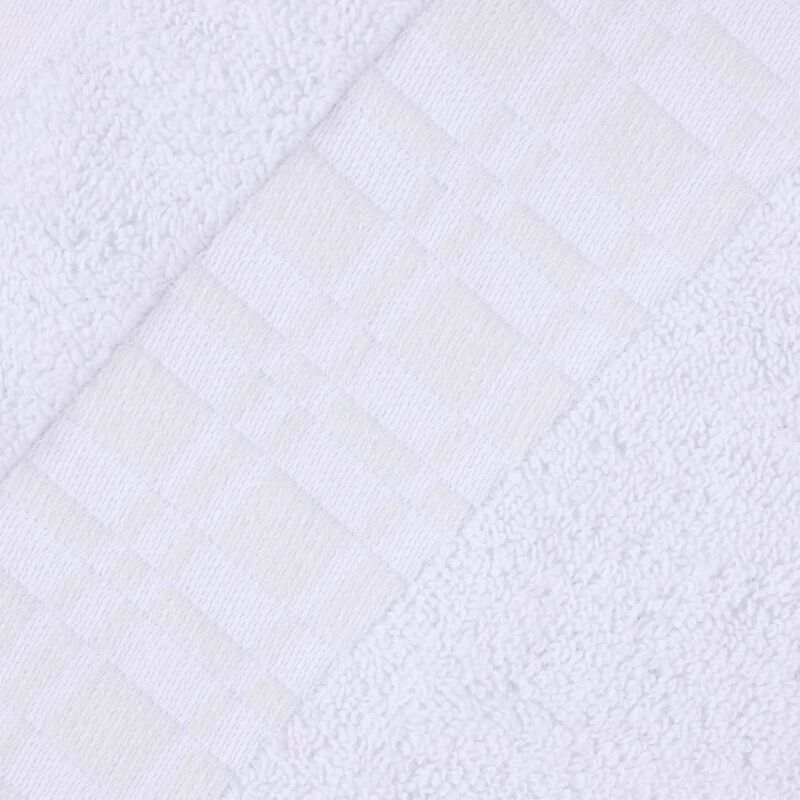 4-Piece Cotton Bath Towel Set with Geometric Border Design image number 2
