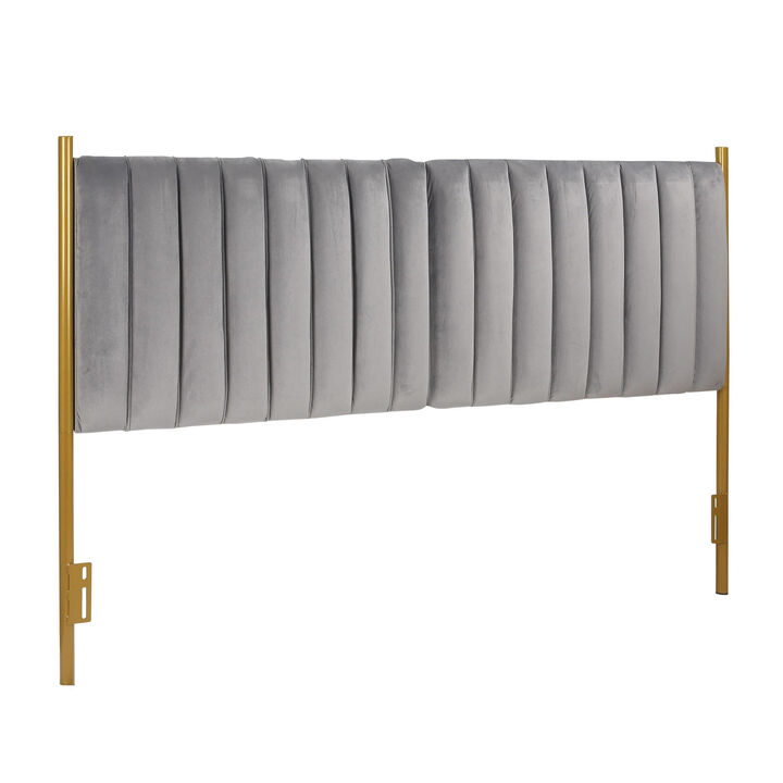 Lumisource Chloe Contemporary/Glam King Headboard in Gold Steel and Velvet