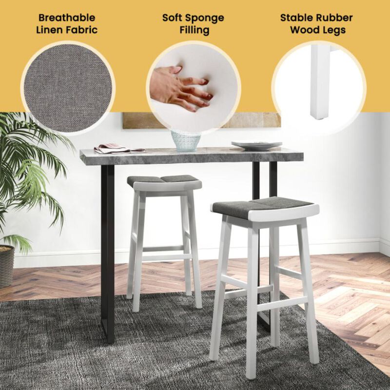Hivvago 2 Pieces Upholstered Saddle Barstools with Padded Cushions