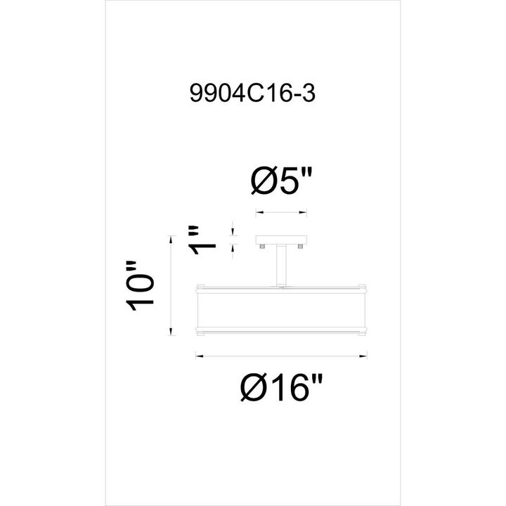 CWI Lighting Tigris 3 Light Drum Shade Flush Mount With Black Finish