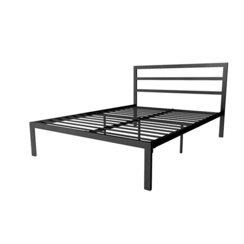 Metal Platform Bed Frame with Headboard Included for Durable Bedroom Support