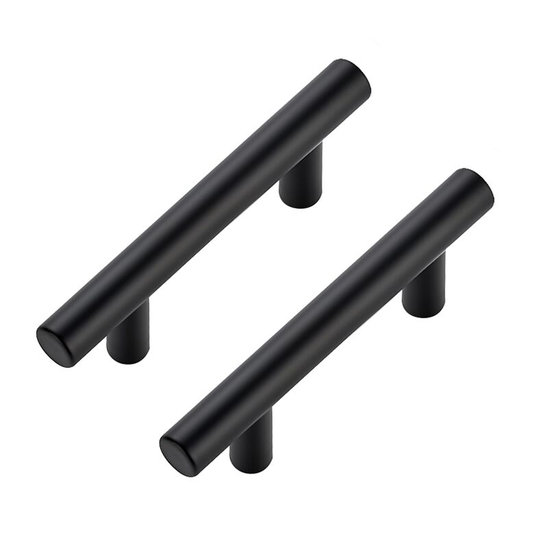 JOY DECOR 60 Pack Cabinet Handles, Black Cabinet Pulls, 2-1/2 in Hole Center Kitchen Hardware, Stainless Steel T Bar Handles for