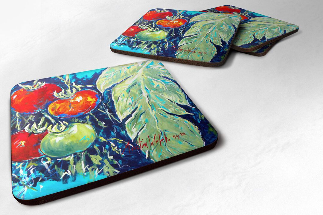 Caroline's Treasures MW1066FC Vegetables-Tomato Tomaeto-Tomaato Foam Coasters (Set of 4), 3.5 H x 3.5 W, Multicolor