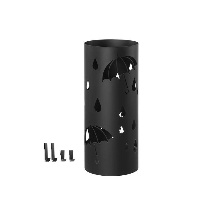 Metal Umbrella Stand with Drip Tray and Hooks &ndash; Stylish Home and Office Decor