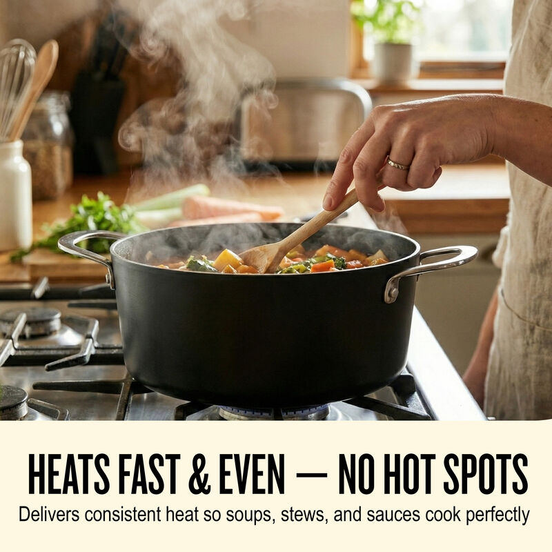 Alva Maestro Nonstick Ceramic Stock Pot with Lid 4.5Qt. - Easy to Clean, Oven Safe and Made without PFAS, PFOA & PTFE - Induction and All Stovetop Compatible with Even Heat Distribution