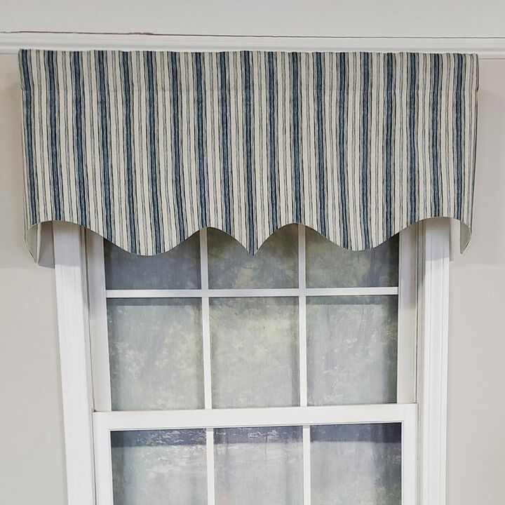 RLF Home Luxurious Modern Design Classic Brunswick Stripe Regal Style Window Valance 50" x 17" Denim