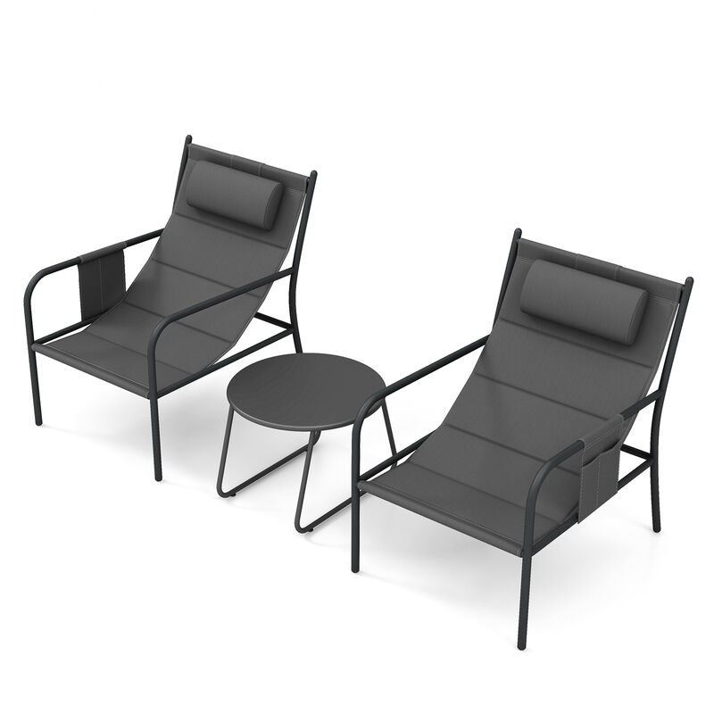 3-Piece Outdoor Bistro Set &ndash; Patio Metal Chairs and Coffee Table Set for Outdoor Dining