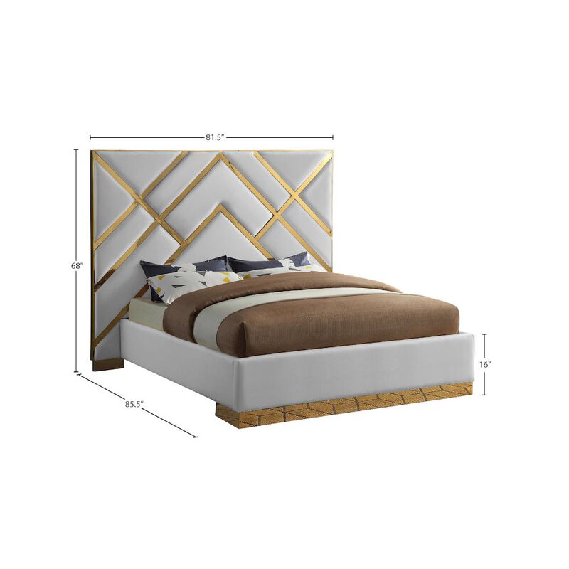 Meridian Furniture Vector White Vegan Leather Queen Bed