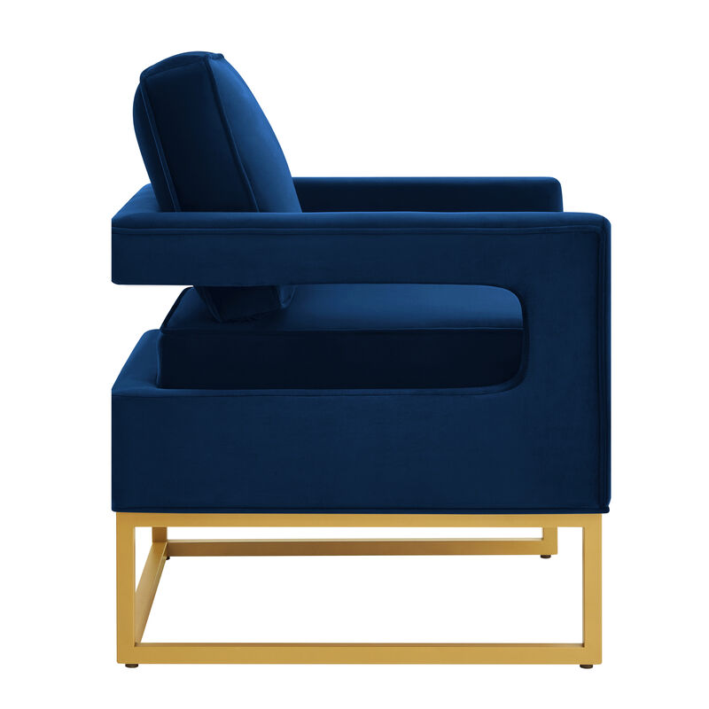 Merax Modern Velvet Accent Chair with Gold Metal Base