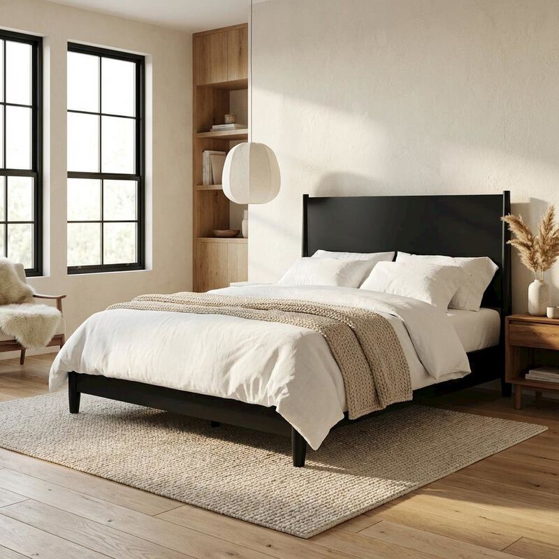 Alpine Furniture Flynn Mid Century Modern Panel Bed