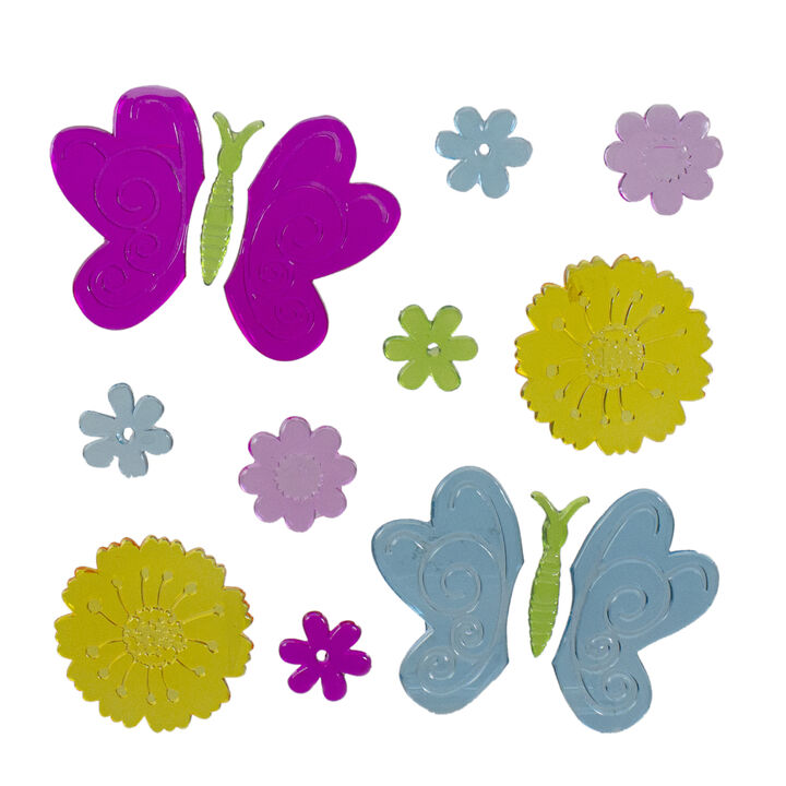 14-Piece Butterflies and Flowers Spring Gel Window Clings