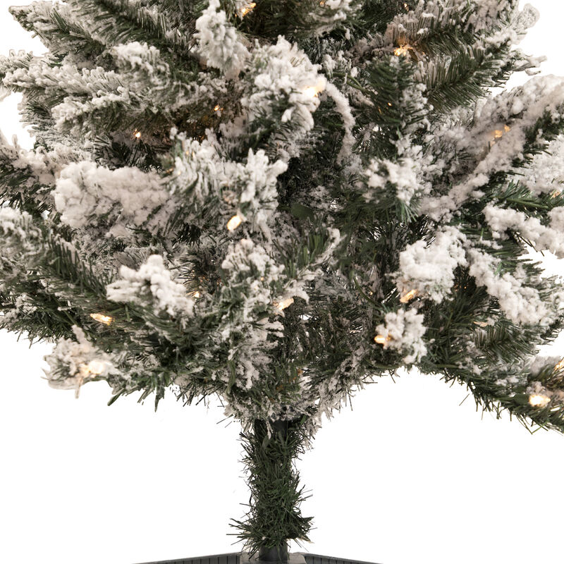 4' Pre-Lit Flocked Slim Pine Artificial Christmas Tree  Clear Lights