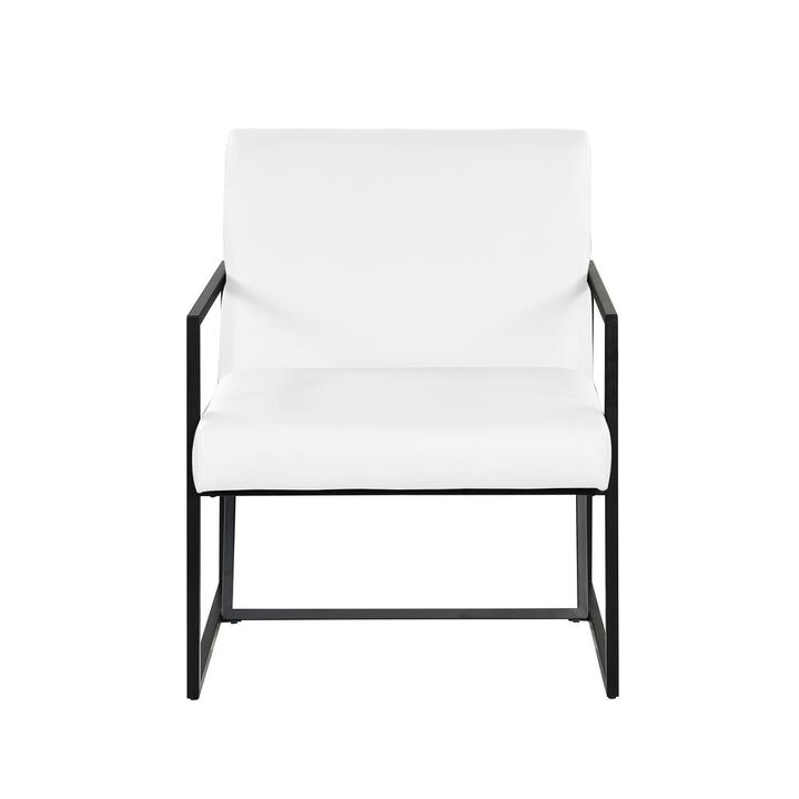 Luxembourg White Faux Leather Arm Chair