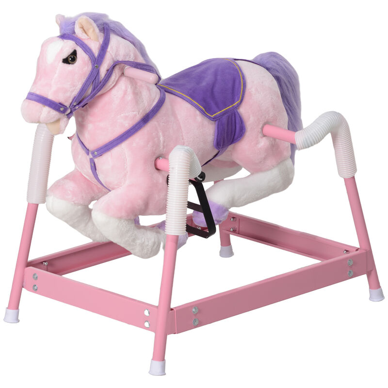 BreeBe Kids Plush Rocking Horse Ride-On with Sound Effects image number 0