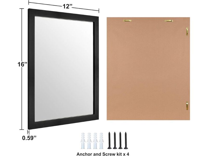 16x12 Inch Black Rectangle Decorative Wall Mirror image number 2