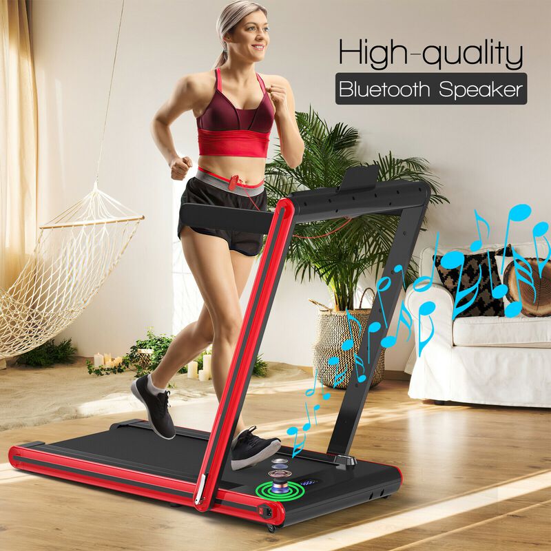 2 in 1 Portable Folding Treadmill with Dual LED Display for Walking and Exercise image number 4