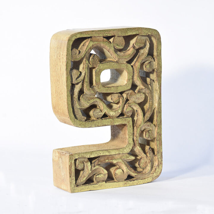 Vintage Natural Gold Handmade Eco-Friendly "9" Numeric Number For Wall Mount & Table Top Décor