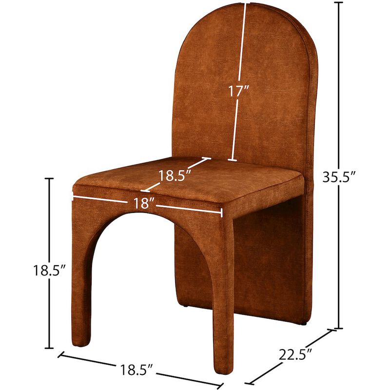 Meridian Furniture Summer Cognac Velvet Dining Side Chair, Set of 2