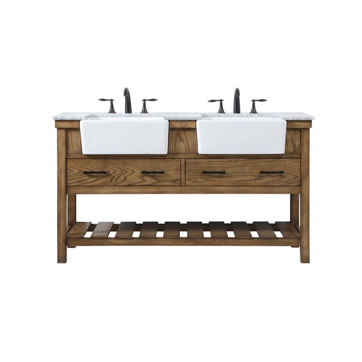 Elegant Kitchen and Bath 60 inch double bathroom vanity in driftwood