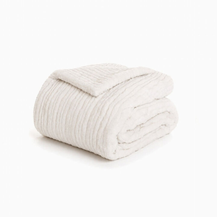 Malibu Large Faux Fur Ivory Throw Blanket