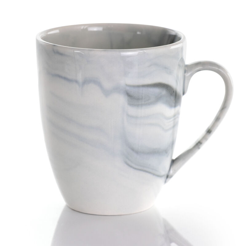 Elama Fine Marble 16 Piece Stoneware Dinnerware Set in Black and White