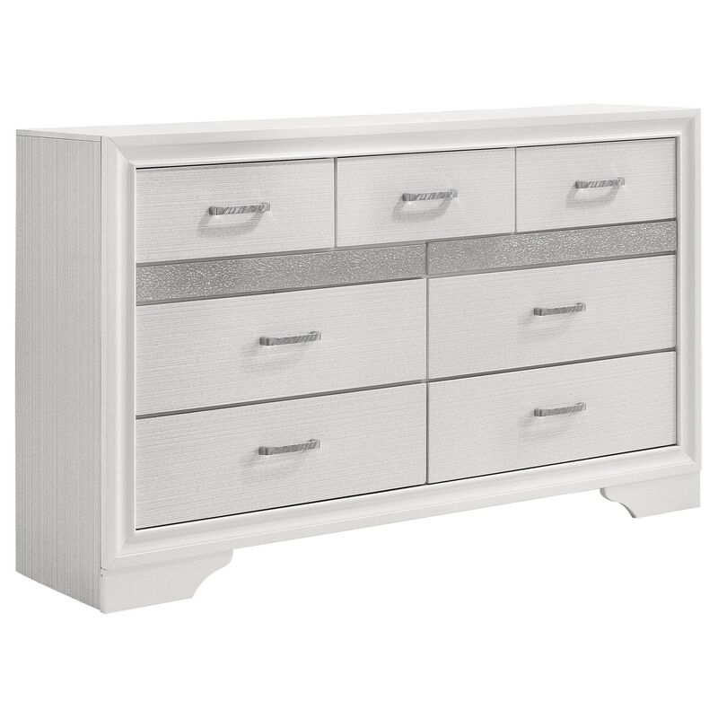 Vino 4pc Twin Bedroom Set, Storage Footboard, White, Glitter Stripes image number 4