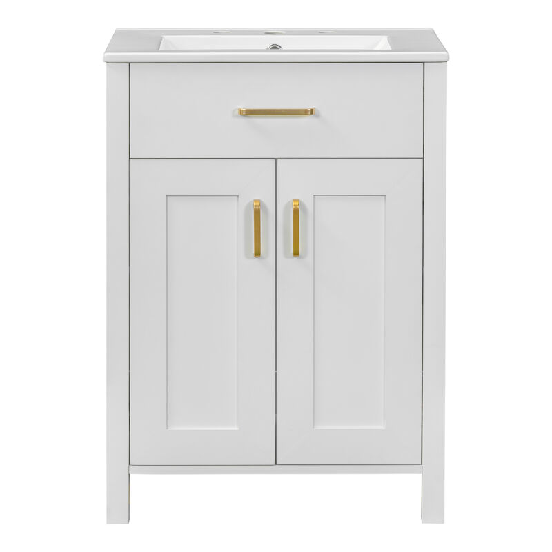 Whisen 24" Modern Bathroom Vanity Combo with Ceramic sink, 2 Soft-Close Doors
