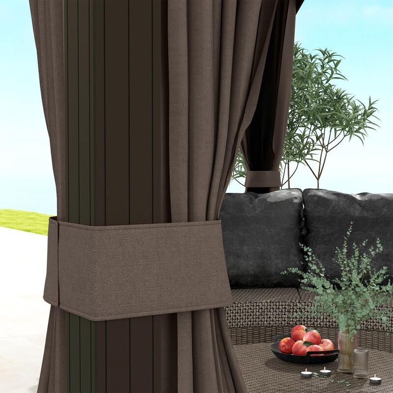 Hivvago 10x12 Patio Gazebo with Curtains, Netting & Metal Roof image number 7