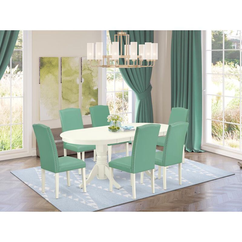 East West Furniture Dining Room Set Linen White