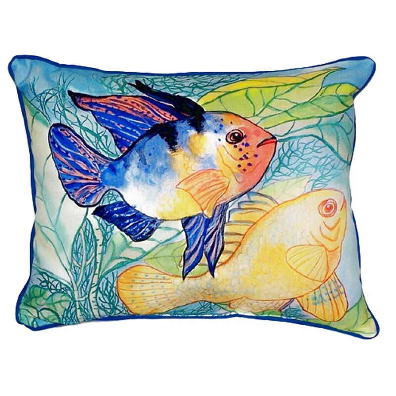 Betsy Drake Betsy's Two Fish Small Indoor/Outdoor Pillow 11x14 image number 0
