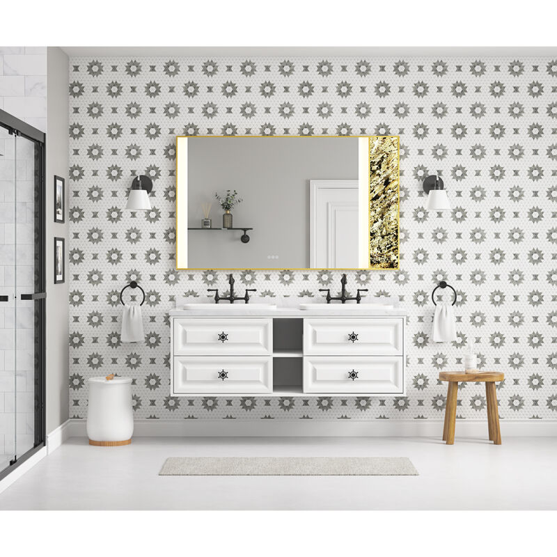 60x23x21in Wall Hung Double Sink Bath Vanity Cabinet Only in Bathroom Vanities without Tops