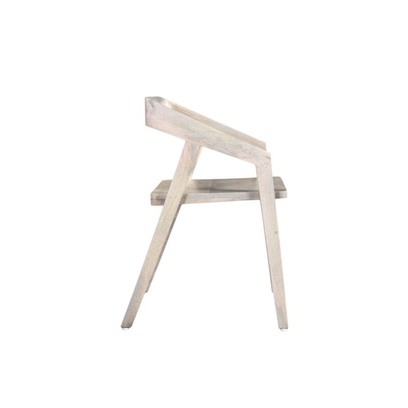 HomeRoots White Solid Wood Open Back Dining Arm Chair image number 3