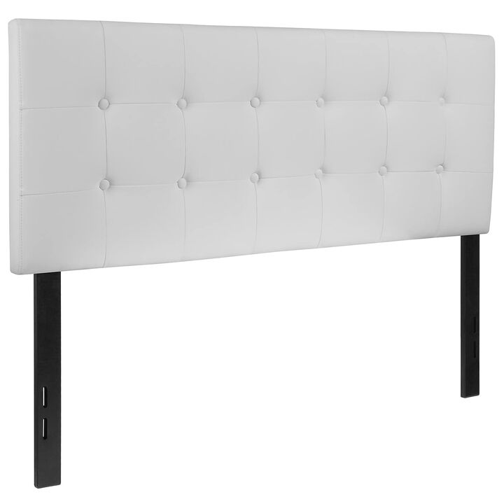 Flash Furniture Lennox Tufted Upholstered Full Size Headboard in White Vinyl