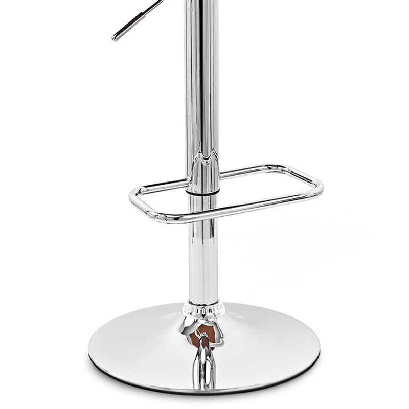 Aubrey Adjustable Height Swivel Faux Leather and Chrome Bar Stool