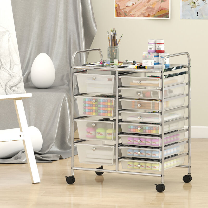 12-Drawer Rolling Utility Cart with Multi-Purpose Storage image number 4