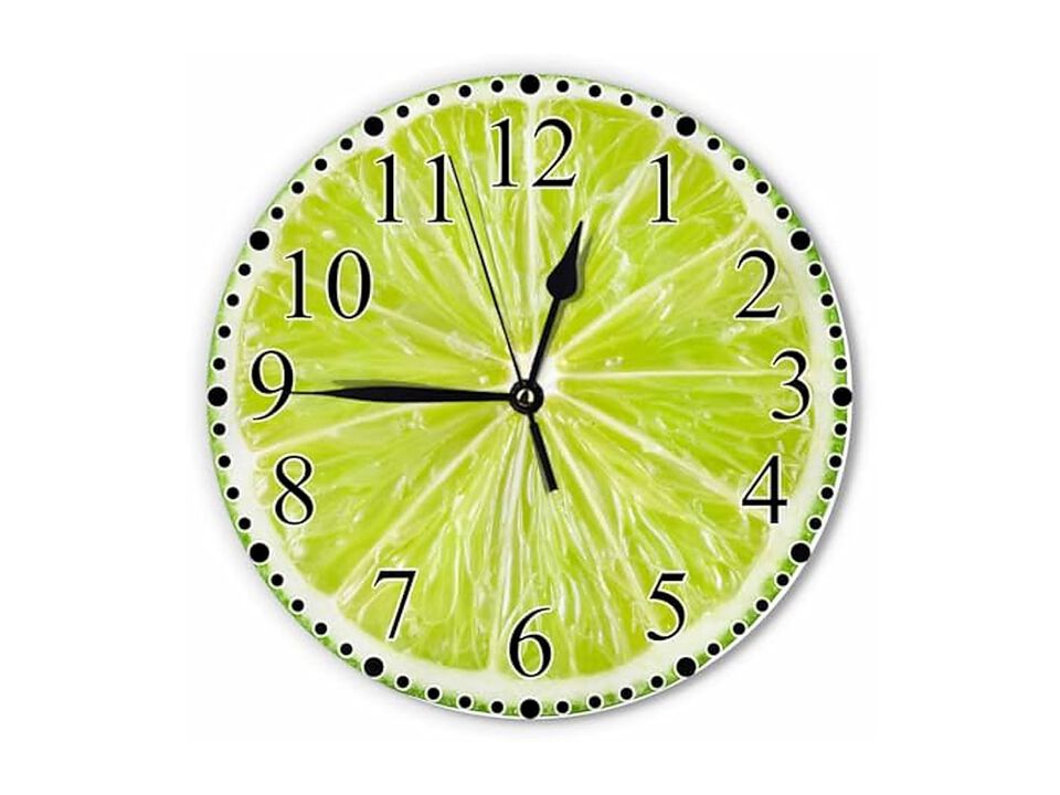 Lime Slices Citrus Fruit Laundry Wall Clock 10 Inch Silent Non Ticking